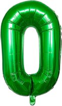 LUQ - Cijfer Ballonnen - Cijfer Ballon 0 Jaar Groen XL Groot - Helium Verjaardag Versiering Feestversiering Folieballon