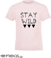 Be Friends T-Shirt - Stay wild - Kinderen - Roos - Maat 8 jaar