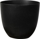 Cache-pot / pot de fleurs aspect pierre naturelle Dia 17 cm et Hauteur 15 cm en Artstone noir pour intérieur / extérieur