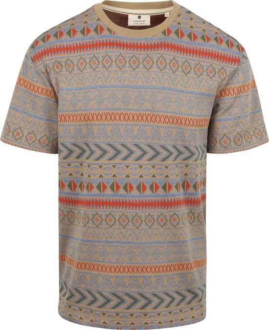 Anerkjendt - Kikki T-shirt Jacquard Print Beige - Heren - Maat L - Regular-fit