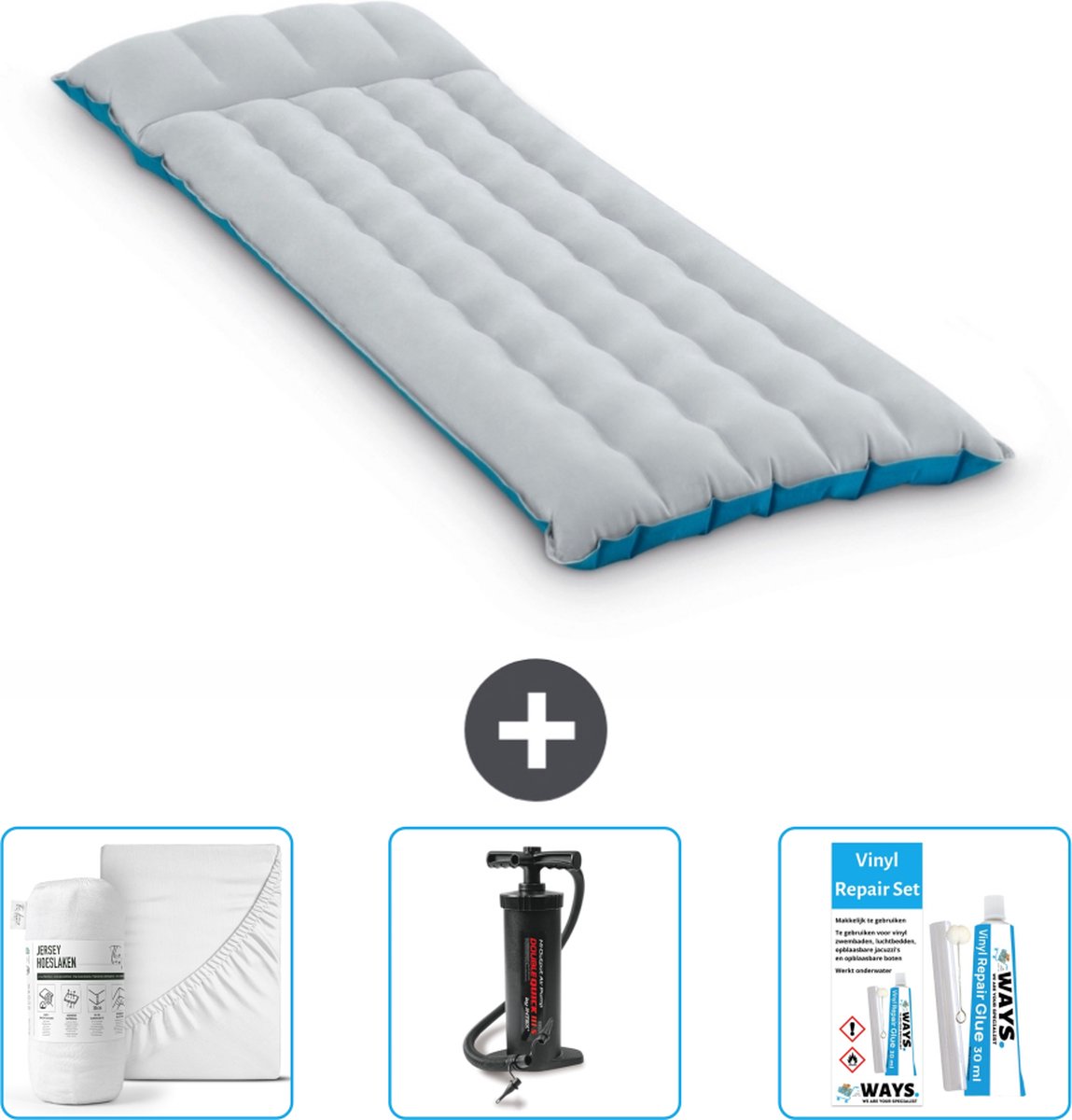 Intex Campingmat - 1-Persoons - 67 x 184 x 17 cm - Blauw - Inclusief Accessoires CB3