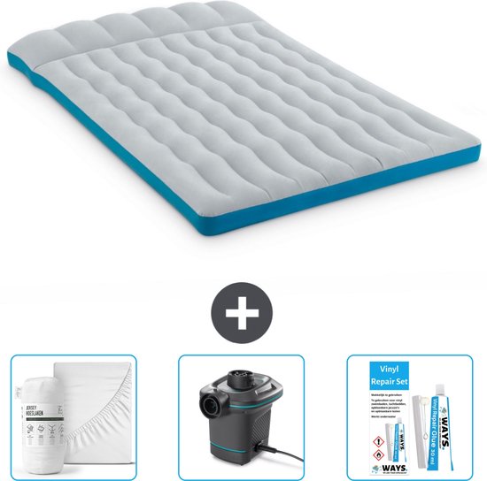 Matelas Gonflable Intex - 2 Personnes - 152 x 203 x 25 cm - Vert - Inclus Drap housse - Coussin - Pompe - Trousse de réparation en Protège-oreiller | Leroy Merlin