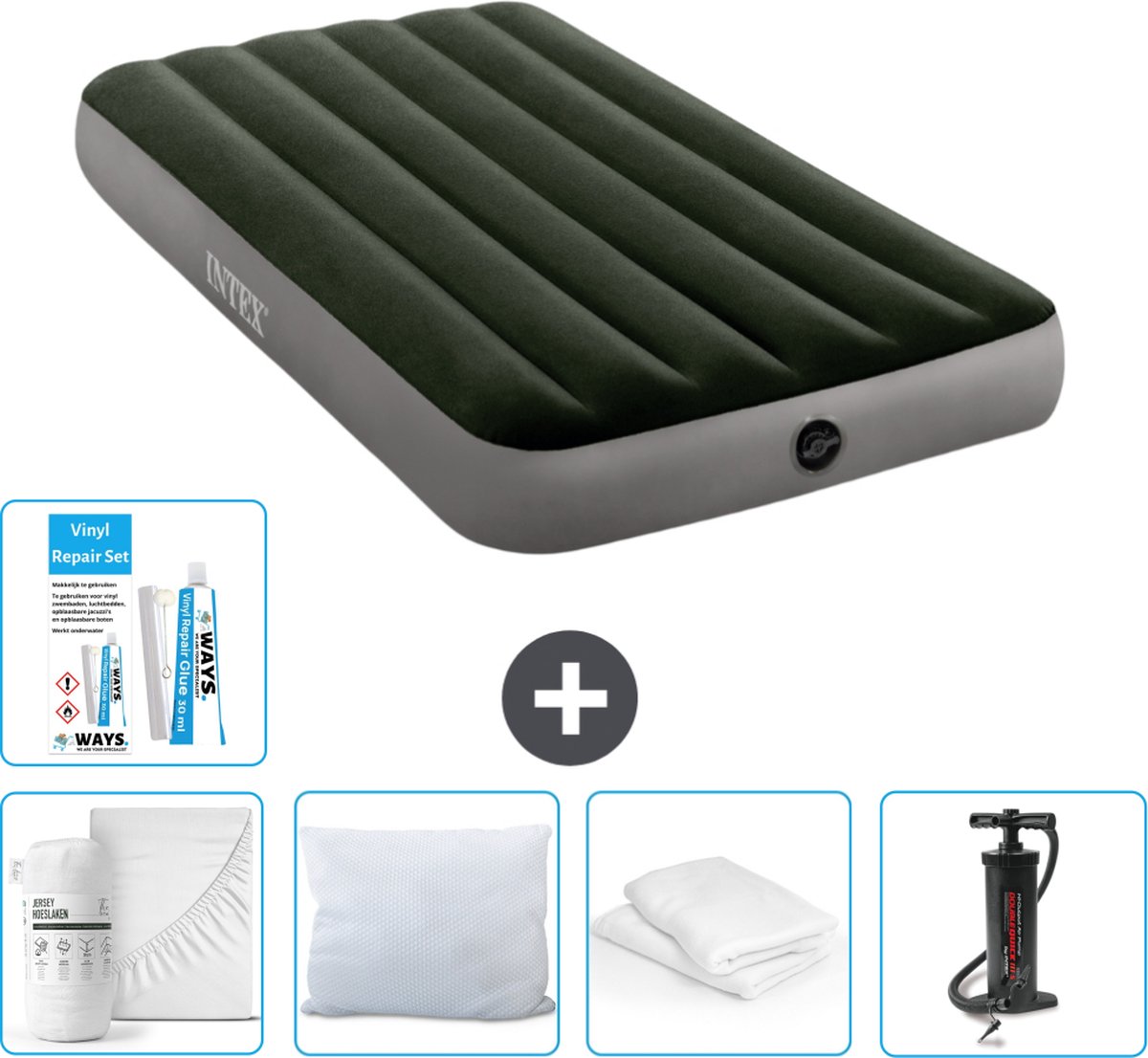 Intex Luchtbed - 1-Persoons - 99 x 191 x 25 cm - Groen - Inclusief Accessoires CB1