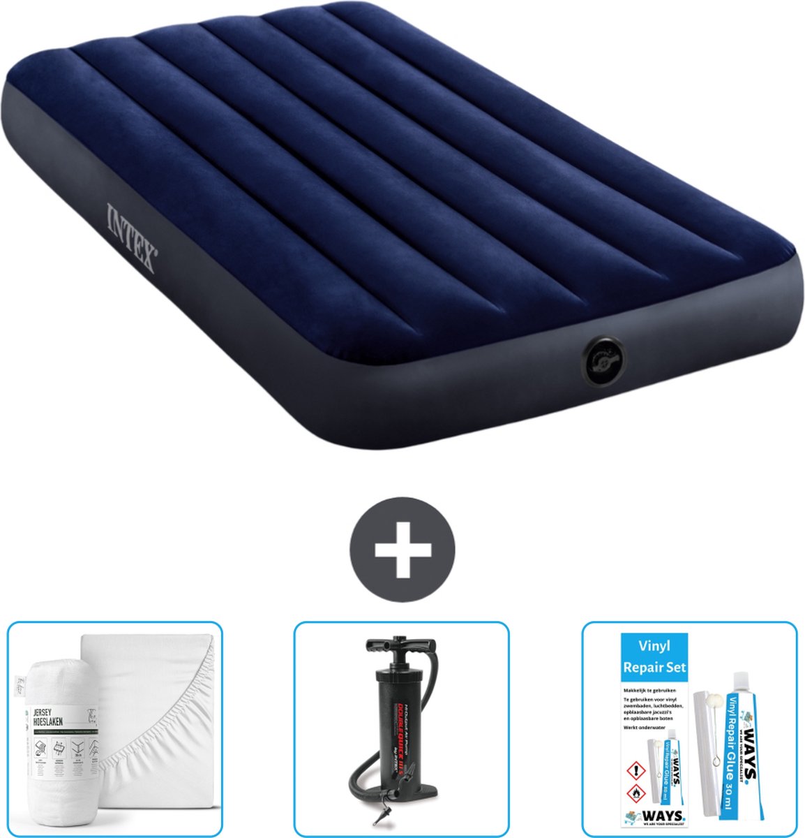 Intex Luchtbed - 1-Persoons - 99 x 191 x 25 cm - Blauw - Inclusief Accessoires CB3