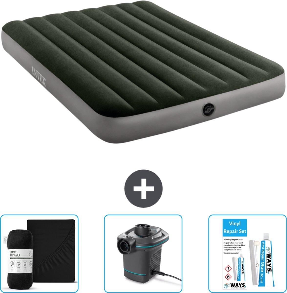 Intex Luchtbed - Twijfelaar - 137 x 191 x 25 cm - Groen - Inclusief Accessoires CB8
