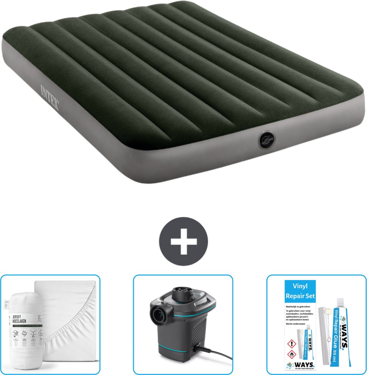 Intex Luchtbed - Twijfelaar - 137 x 191 x 25 cm - Groen - Inclusief Accessoires CB4