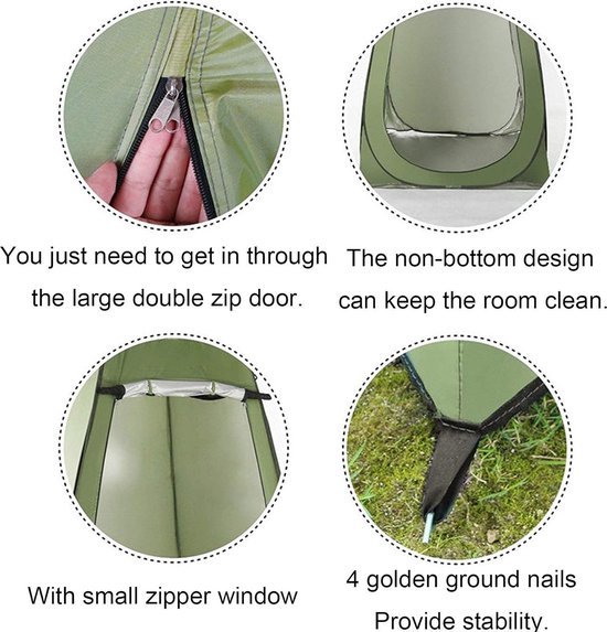 CNL Sight- Pop-UP Douchetent(150*150*190CM)- Voor 1-2 personen -met twee ramen- omkleedtent -Camping douche- toilettent -WC tent-Groen - CNL Sight