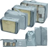 (Bastix - 8 stuks) Grijze kofferorganizerset voor op reis - Inpaktassen voor koffers/bagage - Inpakblokjes Compressieorganizer Koffertassen voor kleding, toiletartikelen en reisbenodigdheden