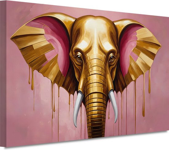 Olifant portret - Dier wanddecoratie - Schilderijen canvas Tusk - Modern schilderij - Canvas keuken - Muurkunst 70x50 cm