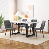 Sweiko 120x70cm zwarte eettafel met 4-stoelen set, moderne keuken eettafel set, donker grijs fluweel eetkamer stoelen, zwart ijzeren been tafel