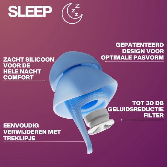 EarPeace Sleep Oordopjes Slapen Standaard - 3 Paar Oordoppen met Opbergcase - Anti-Snurk Slaapoordoppen - Geschikt voor Zijslapers - Herbruikbare Siliconen Ear Plugs - Tot 30dB Demping - EarPeace