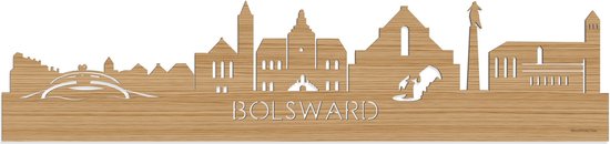 Skyline Bolsward Bamboe hout - 120 cm - Woondecoratie - Wanddecoratie - Meer steden beschikbaar - Woonkamer idee - City Art - Steden kunst - Cadeau voor hem - Cadeau voor haar - Jubileum - Trouwerij - WoodWideCities