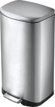 EKO Della Prullenbak - 35 Liter - Zilvermat RVS - Hygiënisch design Vuilnisbak - Afvalbak - Pedaalemmer - Anti-sip - Soft-close - Fingerprintproof