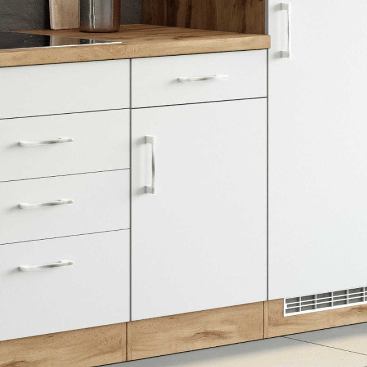 Keukenkast Sorrella 50cm 1 Deur & 1 Lade - Wit/eik - Held - Keuken Onderkast - Wit; Bruin - Melamine; Spaanplaat
