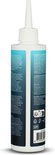 Achterkant van witte fles EasyGlide Toy Cleaner met informatie. Blauw en teal design.