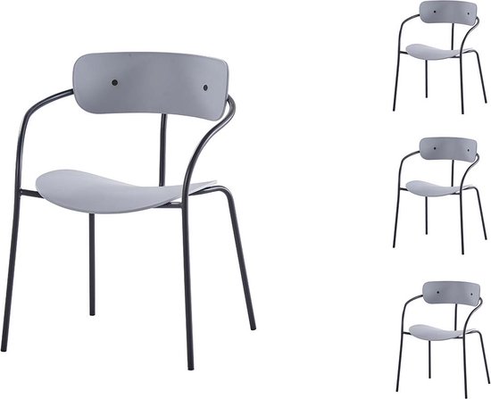 Concept-U - Veel 4 lichtgrijze stoelen ontwerp ALEXIA