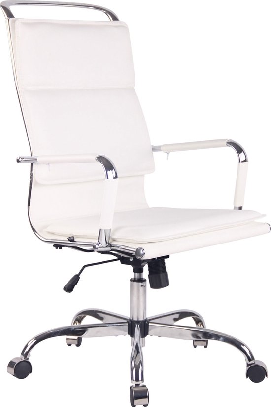 In And OutdoorMatch Bureaustoel Daniel - Wit - Kunstleer - Hoogwaardige bekleding - Exclusieve bureaustoel - Luxe uitstraling