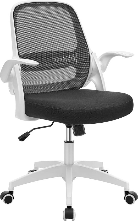 Ergonomische bureaustoel met canvas bekleding - in hoogte verstelbaar en kantelmechanisme - wit en zwart