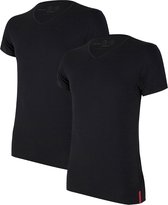 Undiemeister - T-shirt - T-shirt heren - Slim fit - Korte mouwen - Gemaakt van Mellowood - V-Hals - Volcano Ash (zwart) - 2-pack - XL