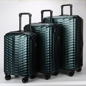 Senella Luxe kofferset - 3-delige kofferset - Reiskoffer met wielen - ABS kofferset - Hardcase kofferset - TSA slot - Luxe design - Donkergroen