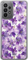 Coque silicone Samsung Galaxy A23 - Floral violet - Coque hybride 2 en 1 Casimoda® - Antichoc - Fleurs - Bords relevés - Violet, Transparent