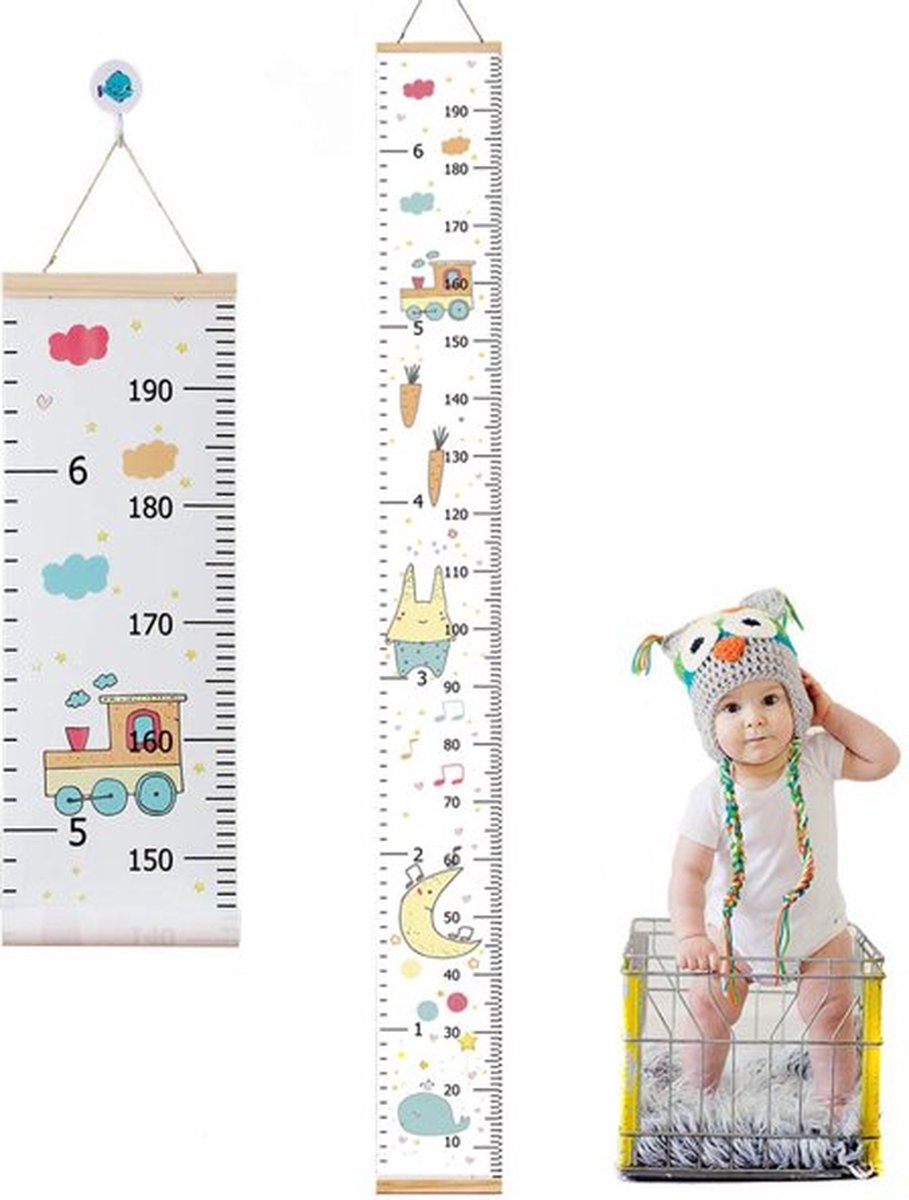 Maison Extravagante Groeimeter - Dromenland - Canvas meetlat kind - hout - 190 x 20 cm - Babykamer accessoires - Kinderkamer decoratie - Decoratie Meetlint - Wanddecoratie - Kraamcadeau