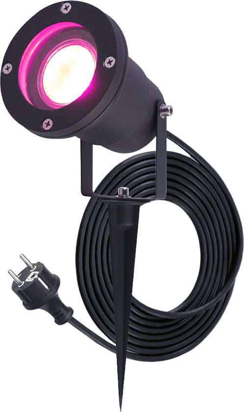 Lot De 9 Spots De Jardin LED HOFTRONIC Sydney - RGBWW, WiFi+Bluetooth, 16,5M Couleurs - IP65, Câble 1,5 M, Contrôle Smartphone/Alexa/Google