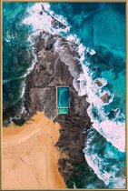 JUNIQE - Poster met kunststof lijst Marble Beach -60x90 /Bruin &