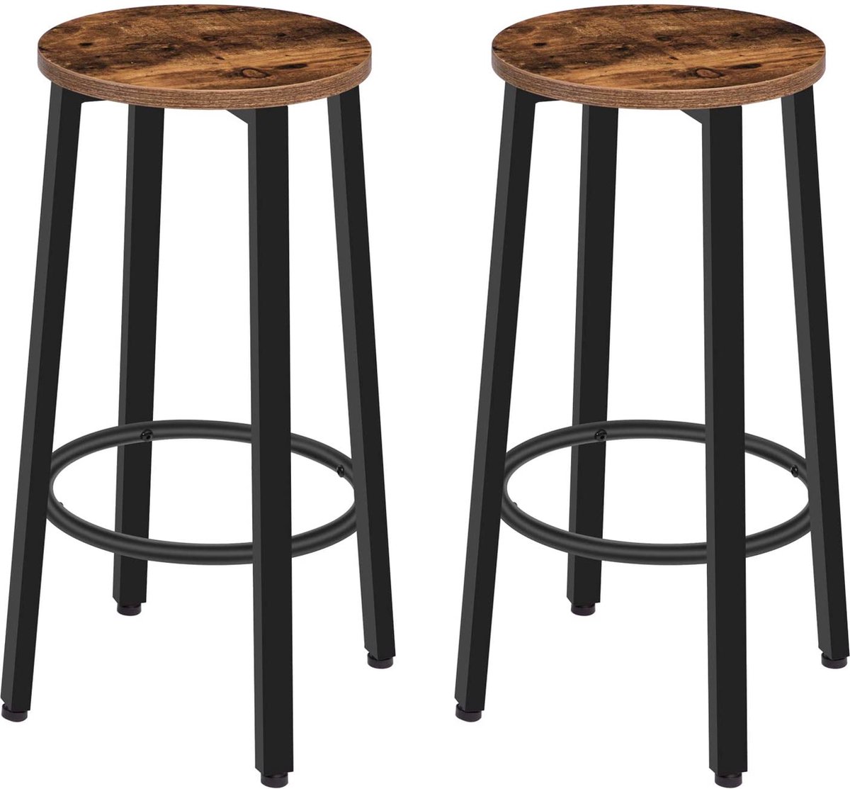 YMYNY Bar Stools Square Base Set of 2, High Breakfast Bar Stools with Footrest for Kitchen, Industrial Style, for Dining Room, Party Room, 29.5 x 29.5 x 70cm, Natural and White HBS511R