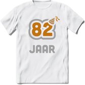 82 Jaar Feest T-Shirt | Goud - Zilver | Grappig Verjaardag Cadeau Shirt | Dames - Heren - Unisex | Tshirt Kleding Kado | - Wit - L