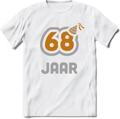 68 Jaar Feest T-Shirt | Goud - Zilver | Grappig Verjaardag Cadeau Shirt | Dames - Heren - Unisex | Tshirt Kleding Kado | - Wit - XL