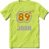 89 Jaar Feest T-Shirt | Goud - Zilver | Grappig Verjaardag Cadeau Shirt | Dames - Heren - Unisex | Tshirt Kleding Kado | - Groen - S