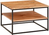 salontafel 60x60x41 cm massief houten metalen salontafel salontafel acacia | IndustriÃ«le kamertafel met opbergruimte | Vierkante houten tafel, stevige salontafel