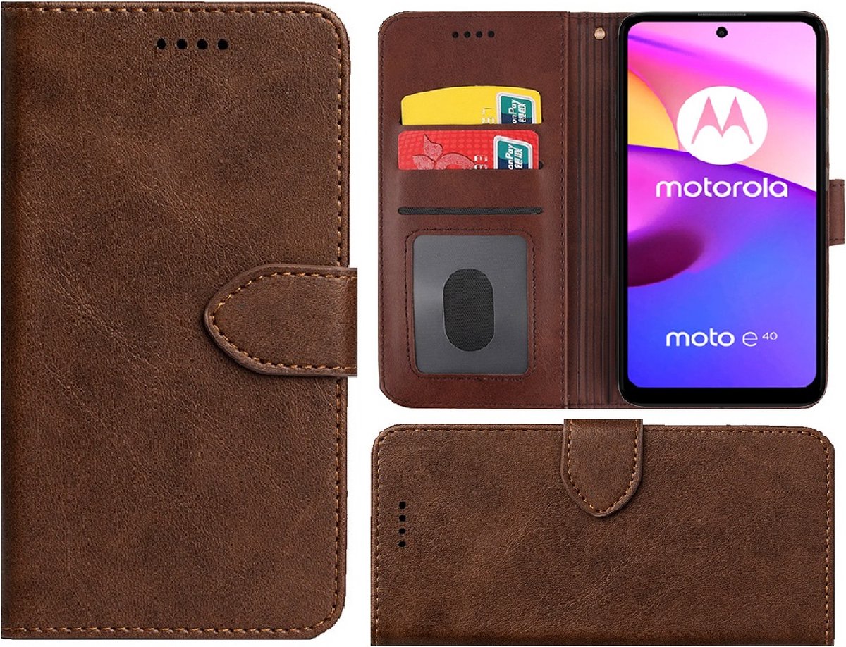 Hoesje Geschikt voor Motorola Moto E30/ Moto E40 - Bookcase - Pu Leder Wallet Book Case Bruin Cover
