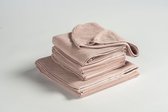 MAROYATHOME - UNO - Set de serviettes - 3 serviettes 50x100 cm , 1 drap de bain 70x140 cm , 1 serviette cheveux 26x54 cm - Coton Bio et Fairtrade - VINTAGE ROSE - ROSE