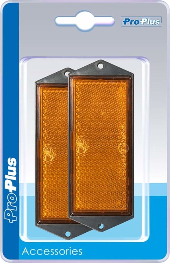 Een ProPlus verpakking met twee oranje vierkante reflectoren.