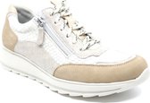 Durea 6263 Taupe dames veterschoen met rits en uitneembaar voetbed