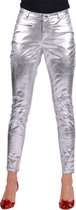 Damesbroek Metallic Zilver - Dames - Verkleedkleding - Carnavalskleding - Zilveren Broek - Maat S/36