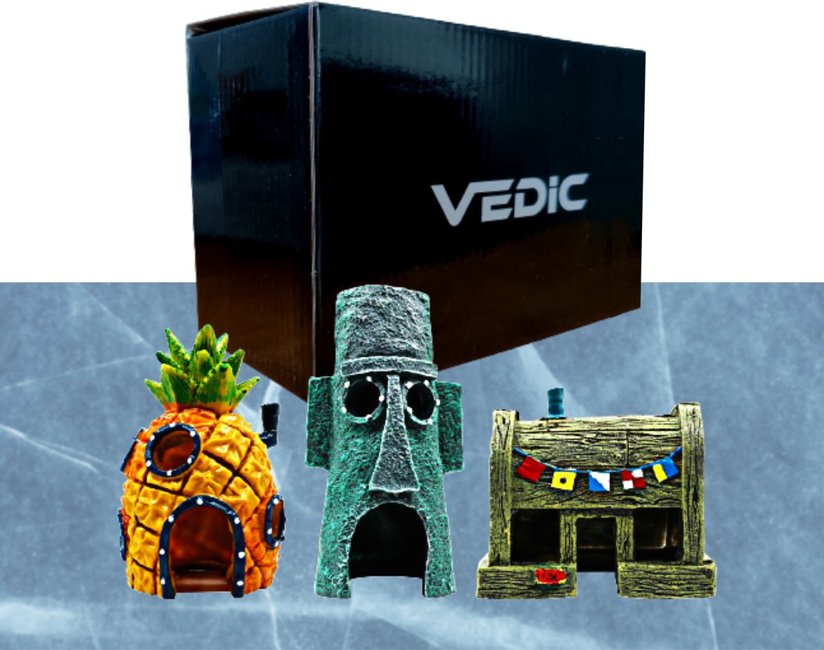 VEDIC® - Spongebob Aquarium decoratie set - Ornamenten - set van 3