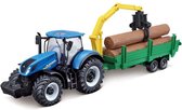 BBURAGO - 1/43 COLLECTION FERME - New Holland trekker + frictie aanhanger