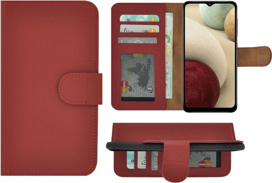 Hoesje Geschikt voor Samsung Galaxy A13 5G - Bookcase - Portemonnee Hoes Echt leer Wallet case Rood