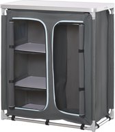 Outsunny Campingkast inklapbaar keukenbox draagbaar met 3 planken 1 kast grijs A20-159