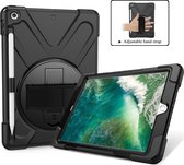 Mobigear Tablethoes geschikt voor Apple iPad 6 (2018) Hardcase Backcover | Mobigear SureGrip XGuard + Stylus Houder + Schouderband | Schokbestendig iPad 6 (2018) Telefoonhoesje | Anti Shock Proof + Standaard - Zwart