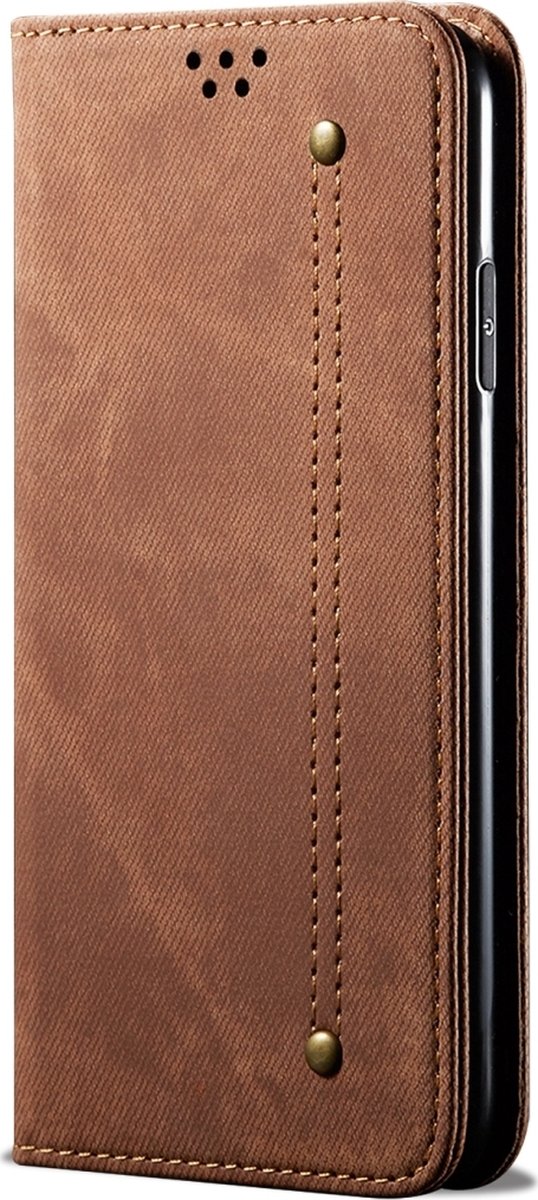 Mobigear Telefoonhoesje geschikt voor Realme X50 Hoesje | Mobigear Denim Slim Bookcase Portemonnee | Pasjeshouder voor 2 Pasjes | Telefoonhoesje voor Pinpas / OV Kaart / Rijbewijs - Bruin