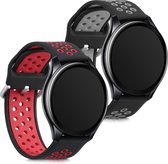 kwmobile 2x armband voor Oneplus Watch - Bandjes voor fitnesstracker in zwart / rood / zwart / grijs