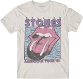 The Rolling Stones Heren Tshirt -M- American Tour Map Creme