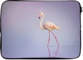 Laptophoes 13 inch - Flamingo - Water - Roze - Laptop sleeve - Binnenmaat 32x22,5 cm - Zwarte achterkant