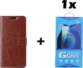 Samsung Galaxy Note 20 Telefoonhoesje - Bookcase - Ruimte voor 3 pasjes - Kunstleer - met 1x Tempered Screenprotector - SAFRANT1 - Donkerbruin