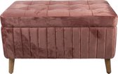 Poef 82x42x49 cm Roze Hout Textiel Hocker