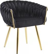 Eva Chair Velvet Black Gold Frame